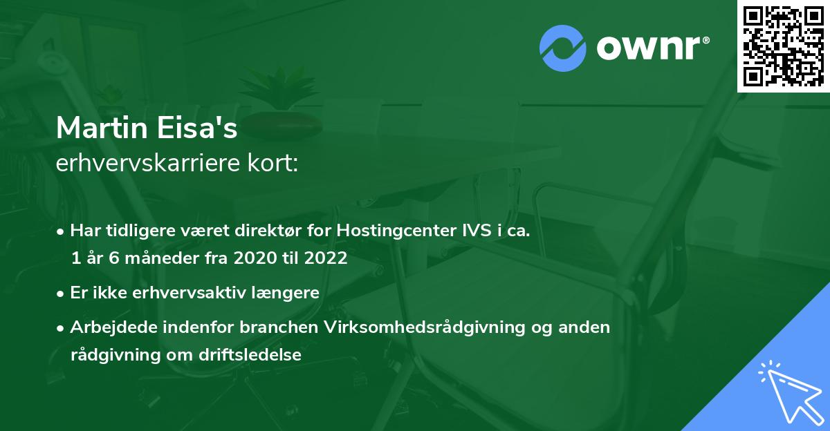 Martin Eisa's erhvervskarriere kort
