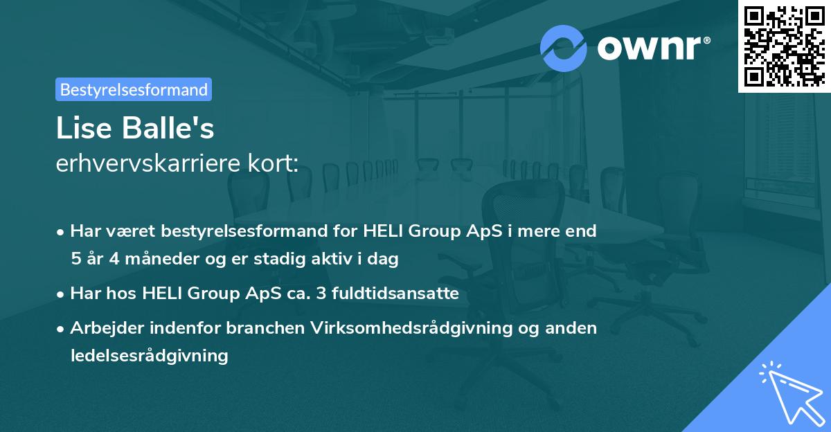 Lise Balle's erhvervskarriere kort