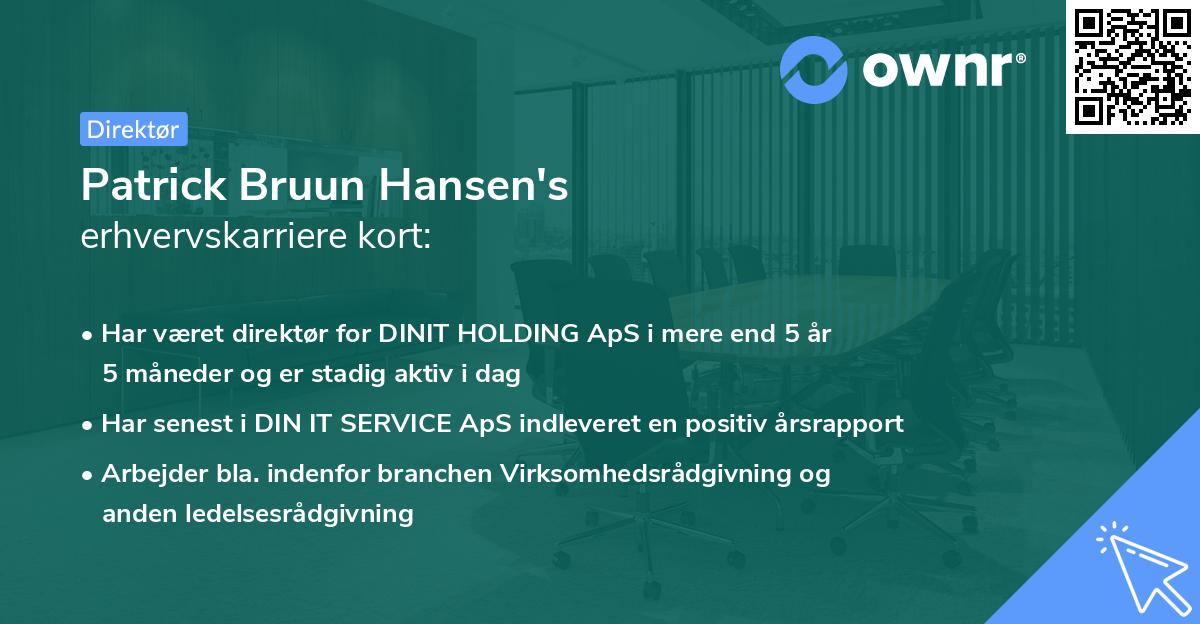 Patrick Bruun Hansen's erhvervskarriere kort
