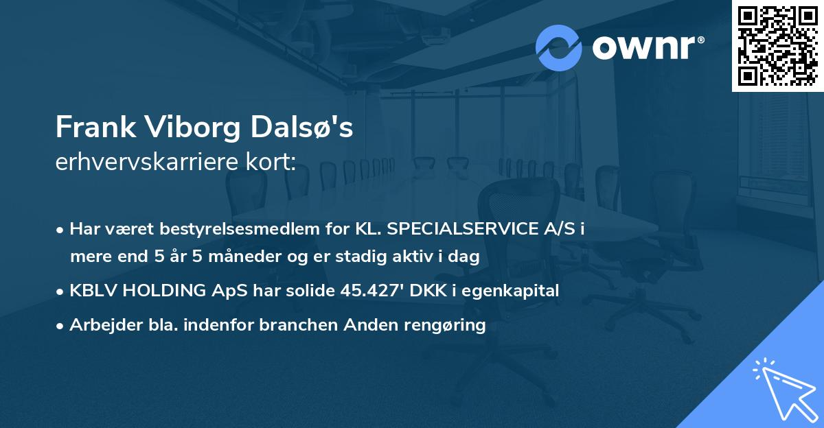 Frank Viborg Dalsø's erhvervskarriere kort