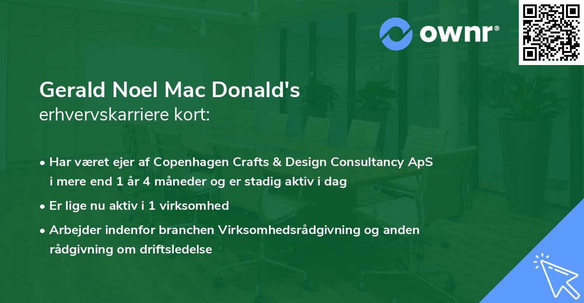 Gerald Noel Mac Donald's erhvervskarriere kort