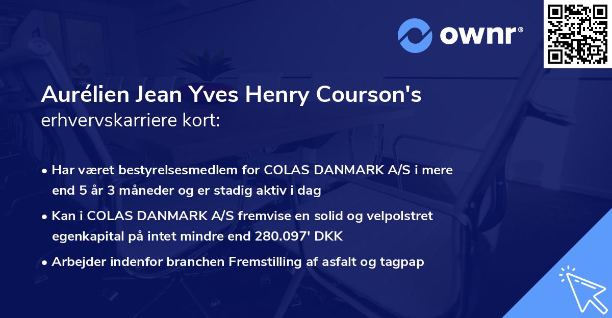 Aurélien Jean Yves Henry Courson's erhvervskarriere kort
