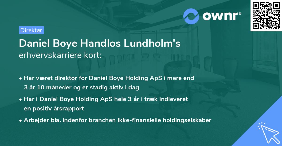 Daniel Boye Handlos Lundholm's erhvervskarriere kort