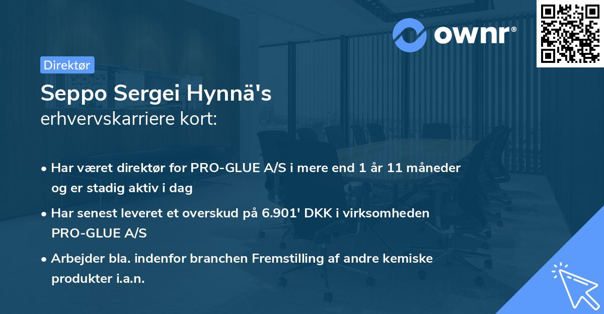 Seppo Sergei Hynnä's erhvervskarriere kort