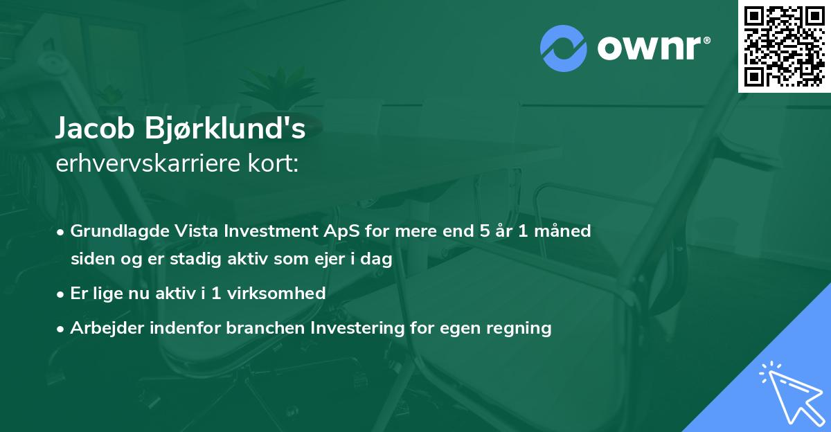 Jacob Bjørklund's erhvervskarriere kort