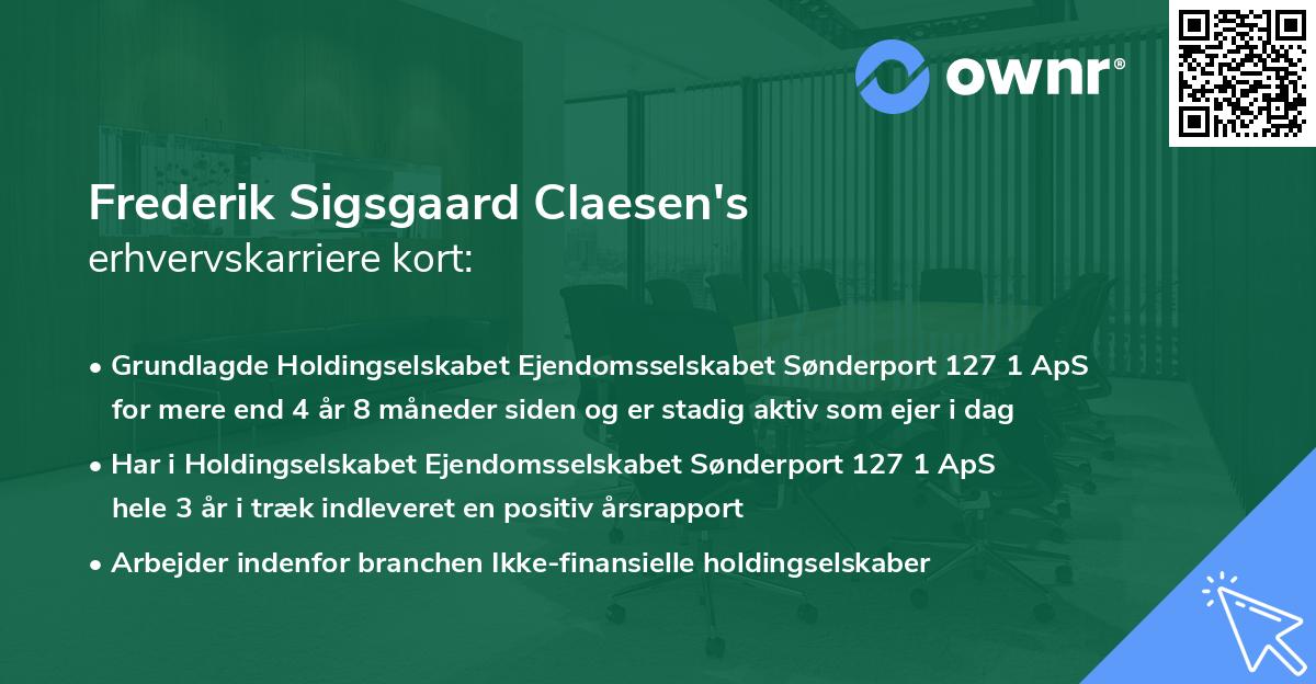 Frederik Sigsgaard Claesen's erhvervskarriere kort