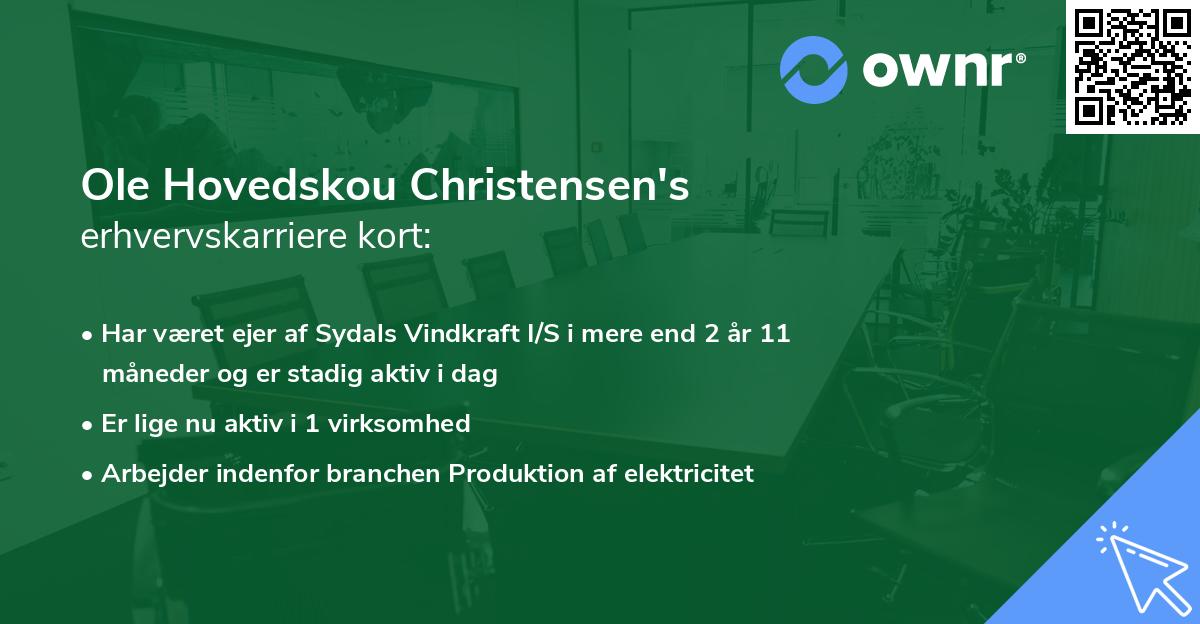 Ole Hovedskou Christensen's erhvervskarriere kort