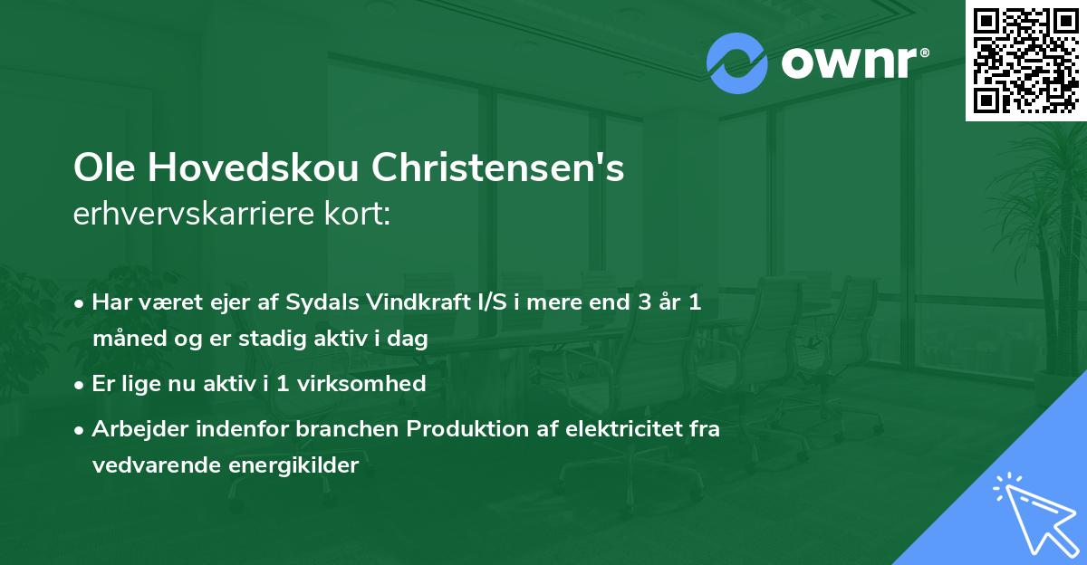 Ole Hovedskou Christensen's erhvervskarriere kort