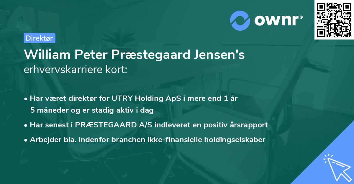 William Peter Præstegaard Jensen's erhvervskarriere kort
