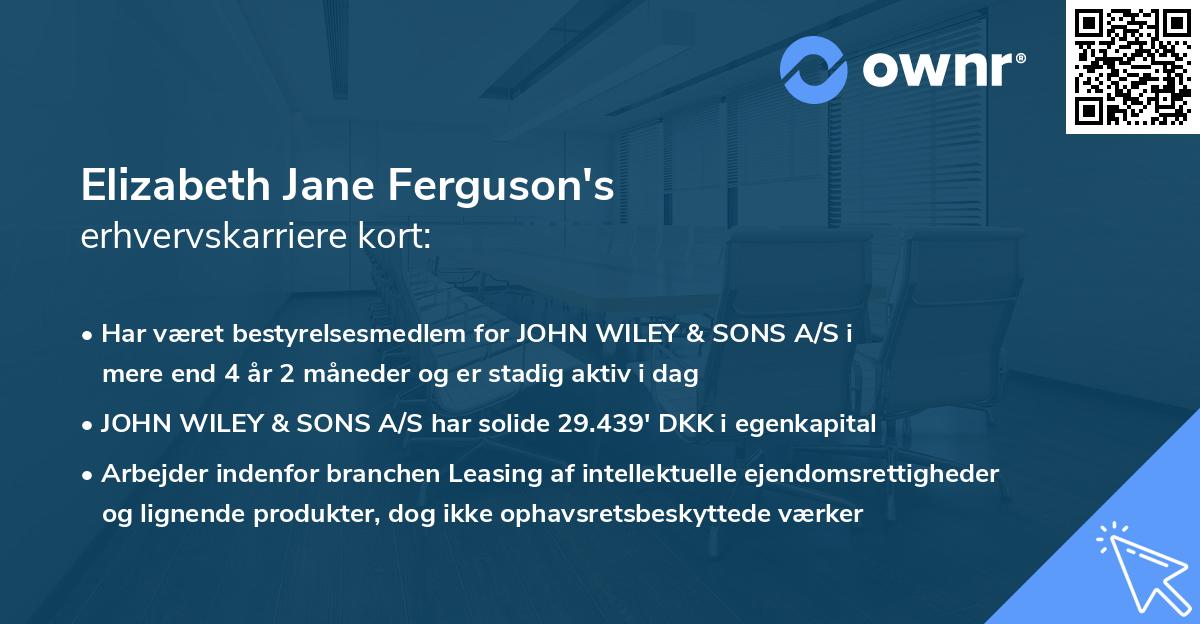 Elizabeth Jane Ferguson's erhvervskarriere kort