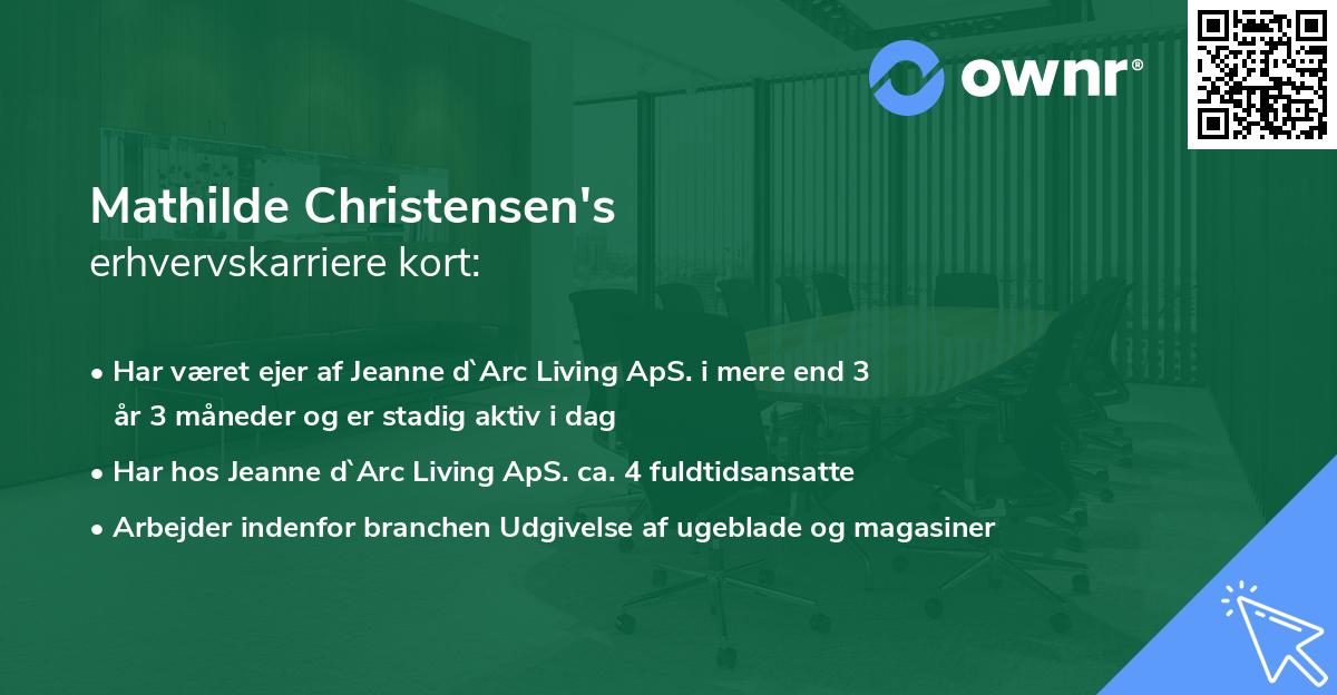 Mathilde Christensen's erhvervskarriere kort