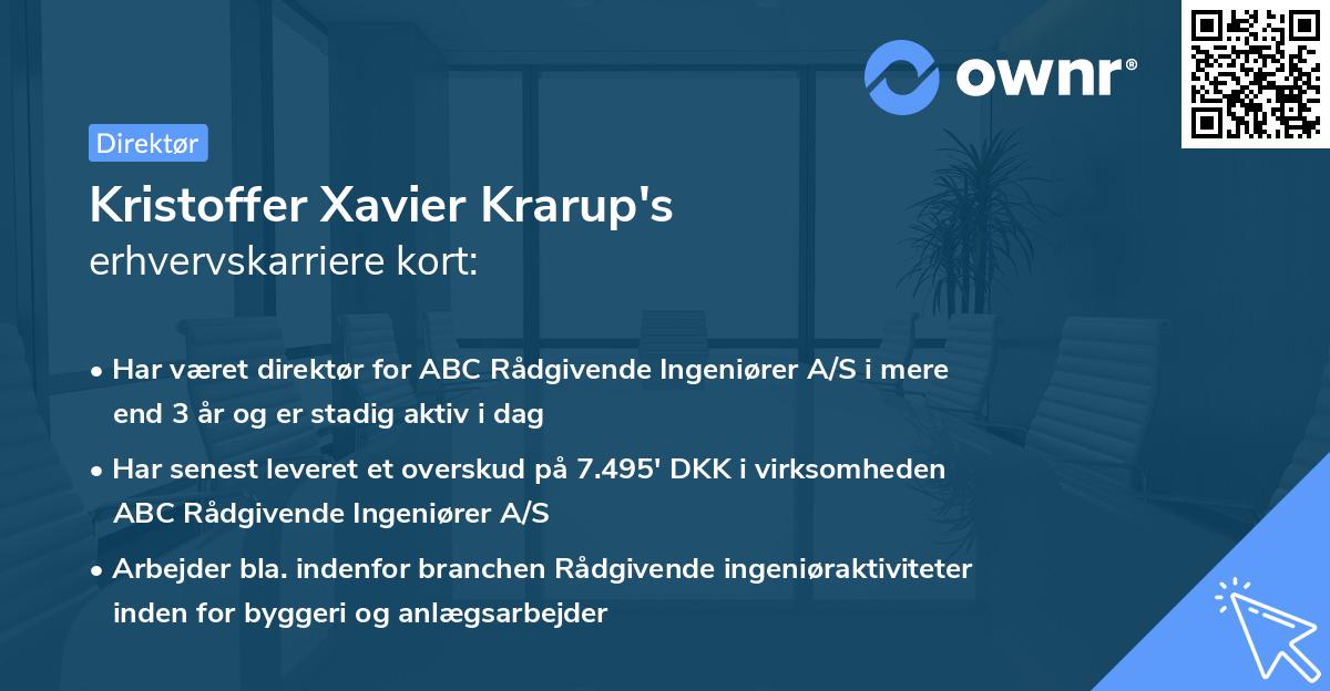 Kristoffer Xavier Krarup's erhvervskarriere kort