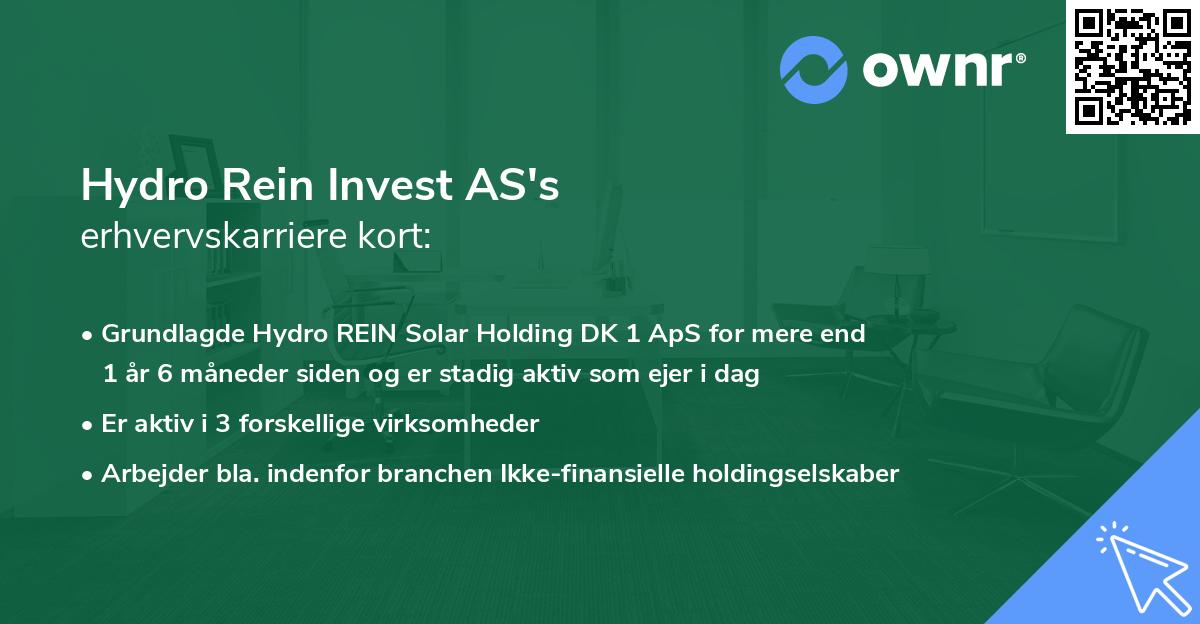 Hydro Rein Invest AS's erhvervskarriere kort