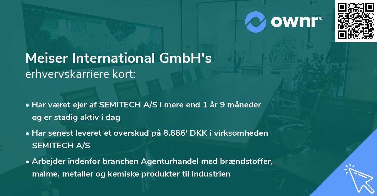 Meiser International GmbH's erhvervskarriere kort