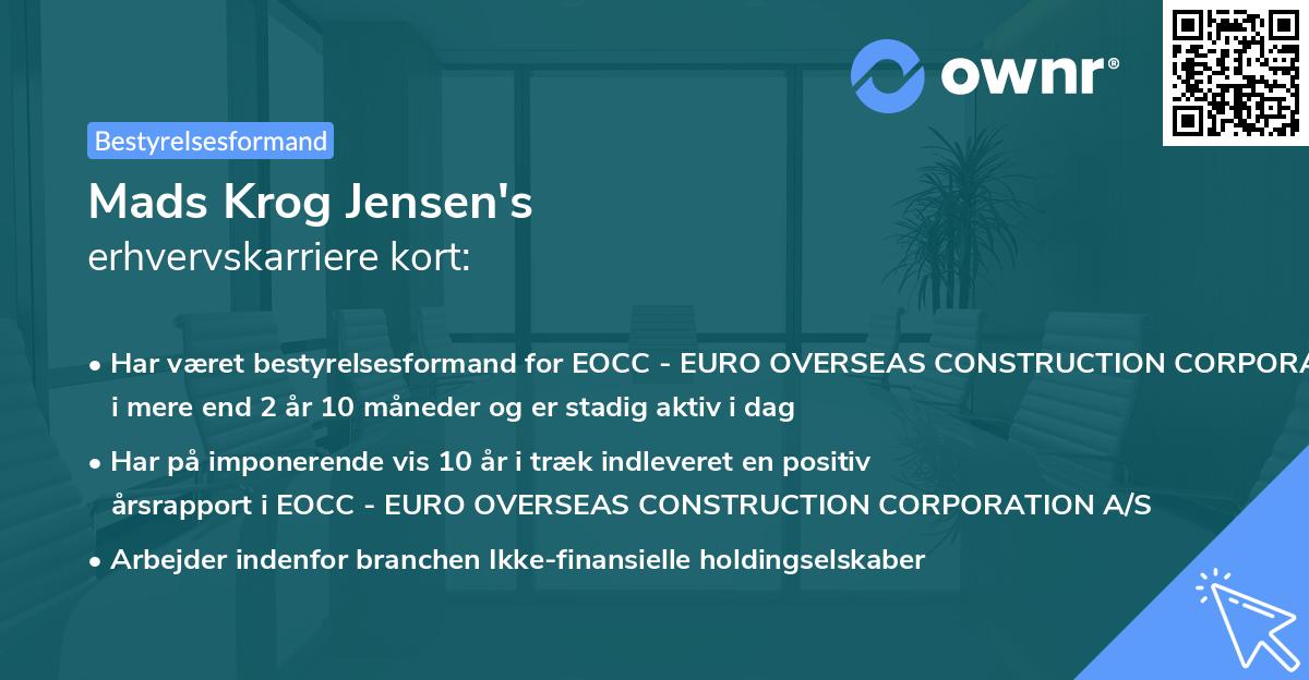 Mads Krog Jensen's erhvervskarriere kort