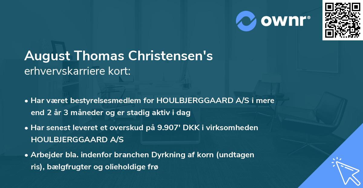 August Thomas Christensen's erhvervskarriere kort