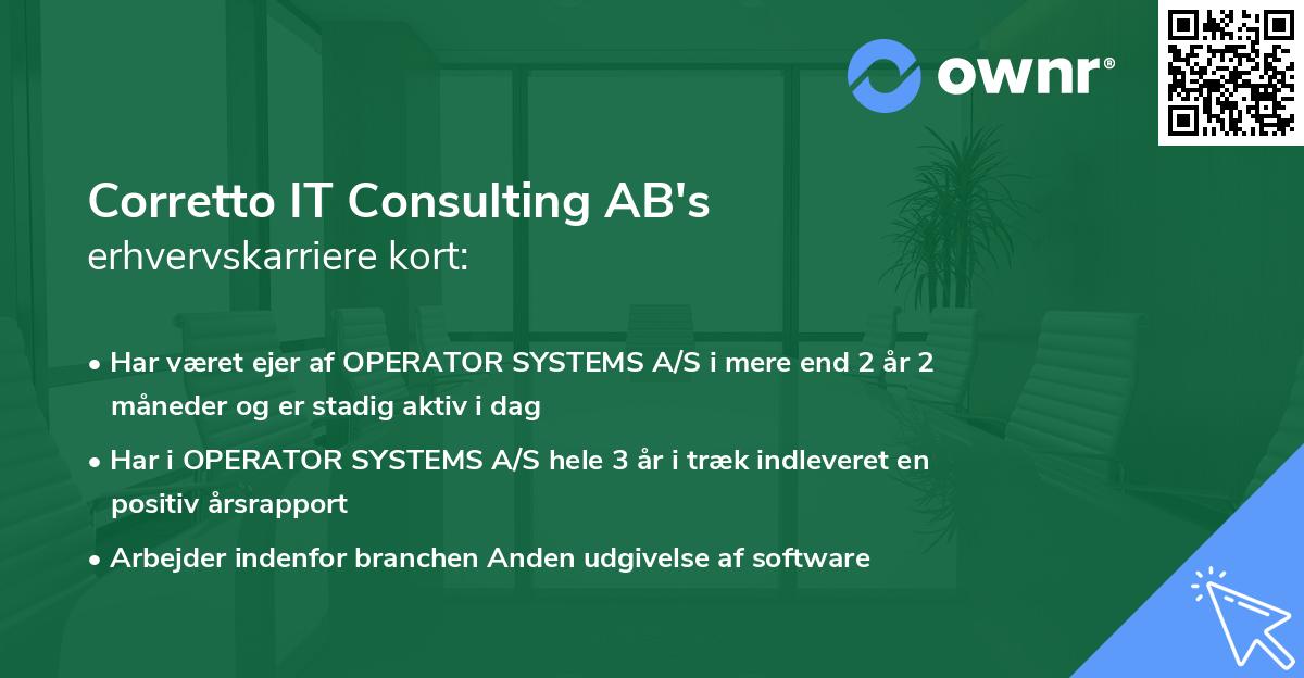 Corretto IT Consulting AB's erhvervskarriere kort