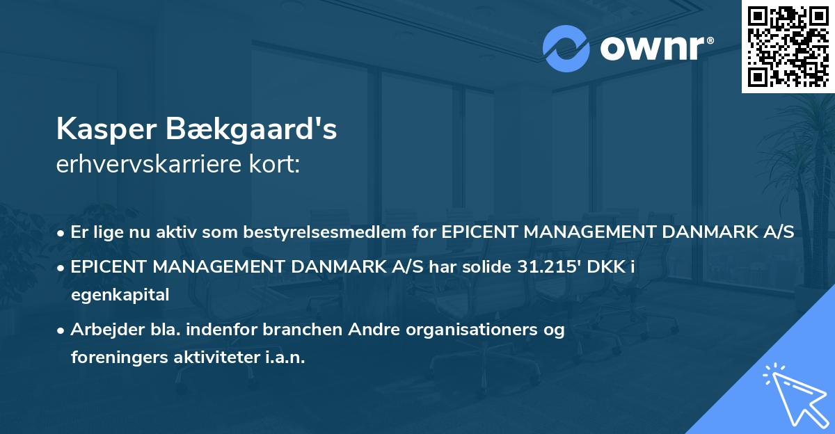 Kasper Bækgaard's erhvervskarriere kort