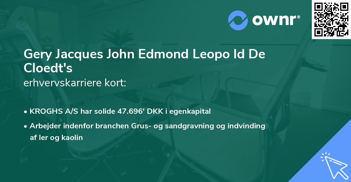 Gery Jacques John Edmond Leopo ld De Cloedt's erhvervskarriere kort