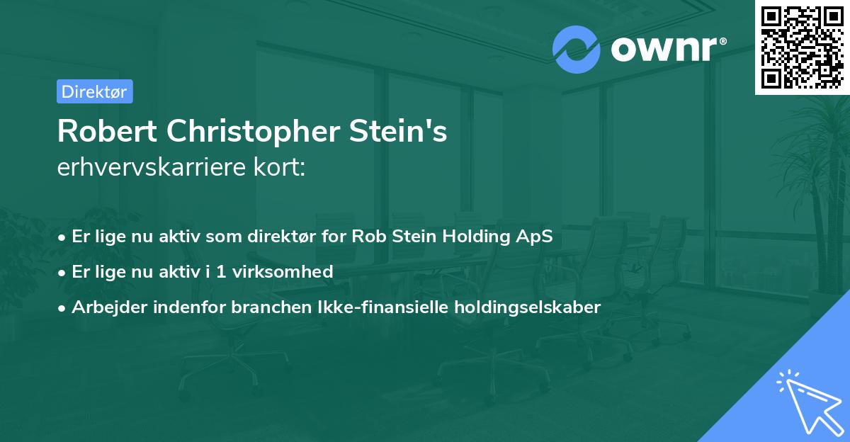 Robert Christopher Stein's erhvervskarriere kort