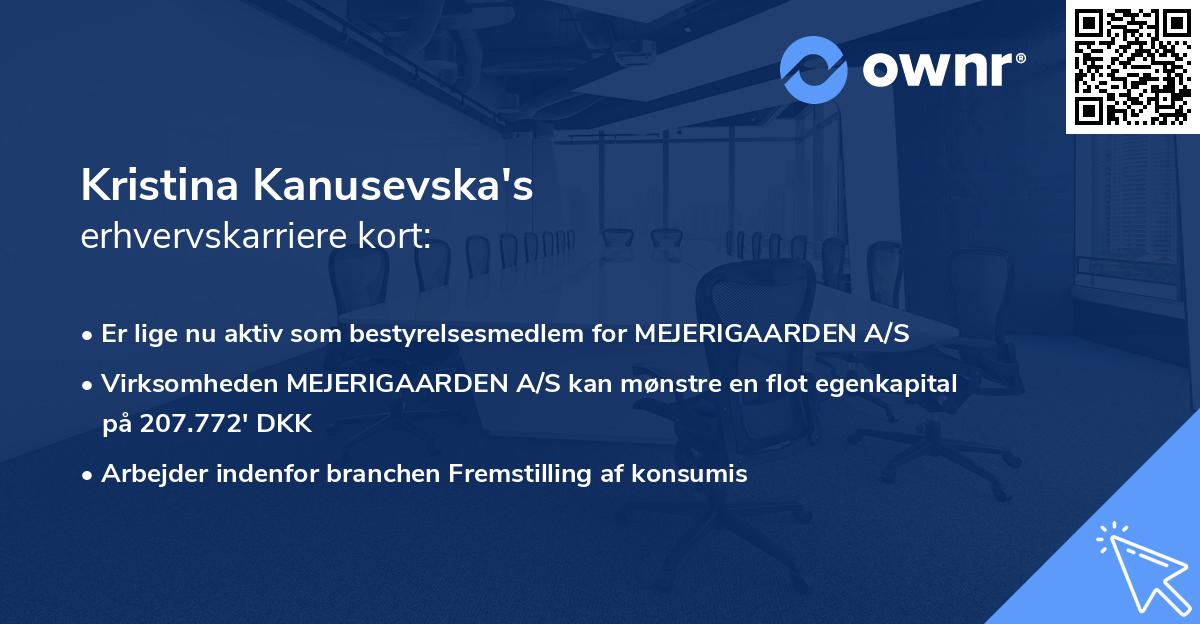Kristina Kanusevska's erhvervskarriere kort