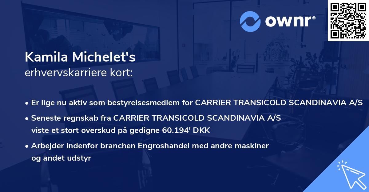 Kamila Michelet's erhvervskarriere kort