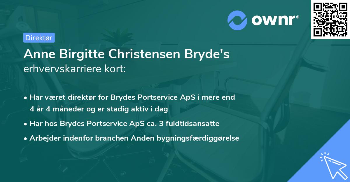Anne Birgitte Christensen Bryde's erhvervskarriere kort