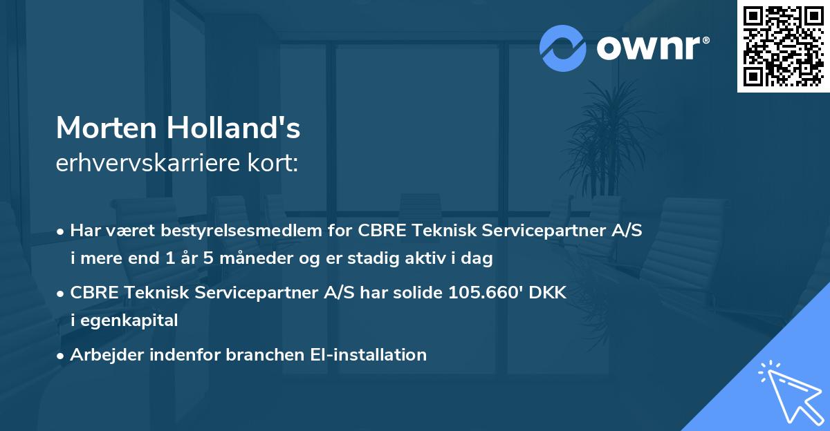 Morten Holland's erhvervskarriere kort