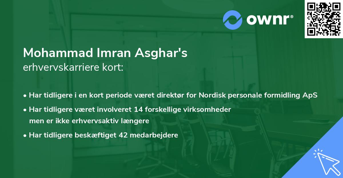Mohammad Imran Asghar's erhvervskarriere kort