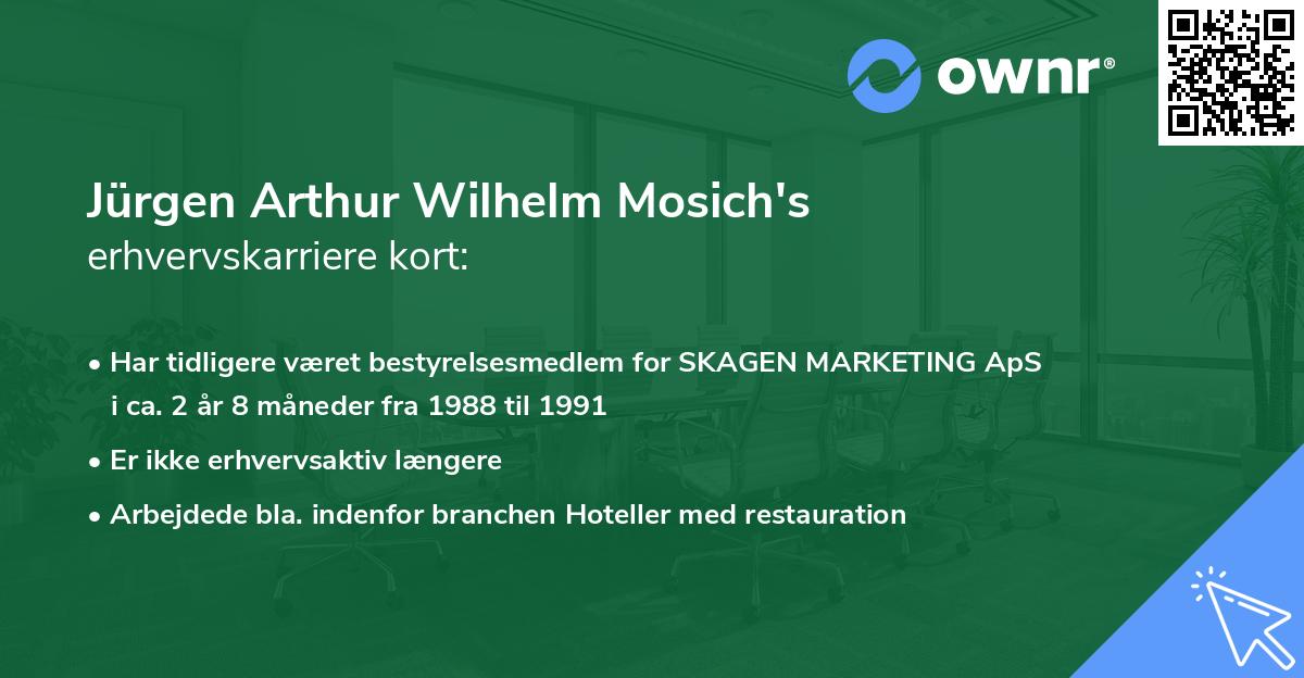 Jürgen Arthur Wilhelm Mosich's erhvervskarriere kort