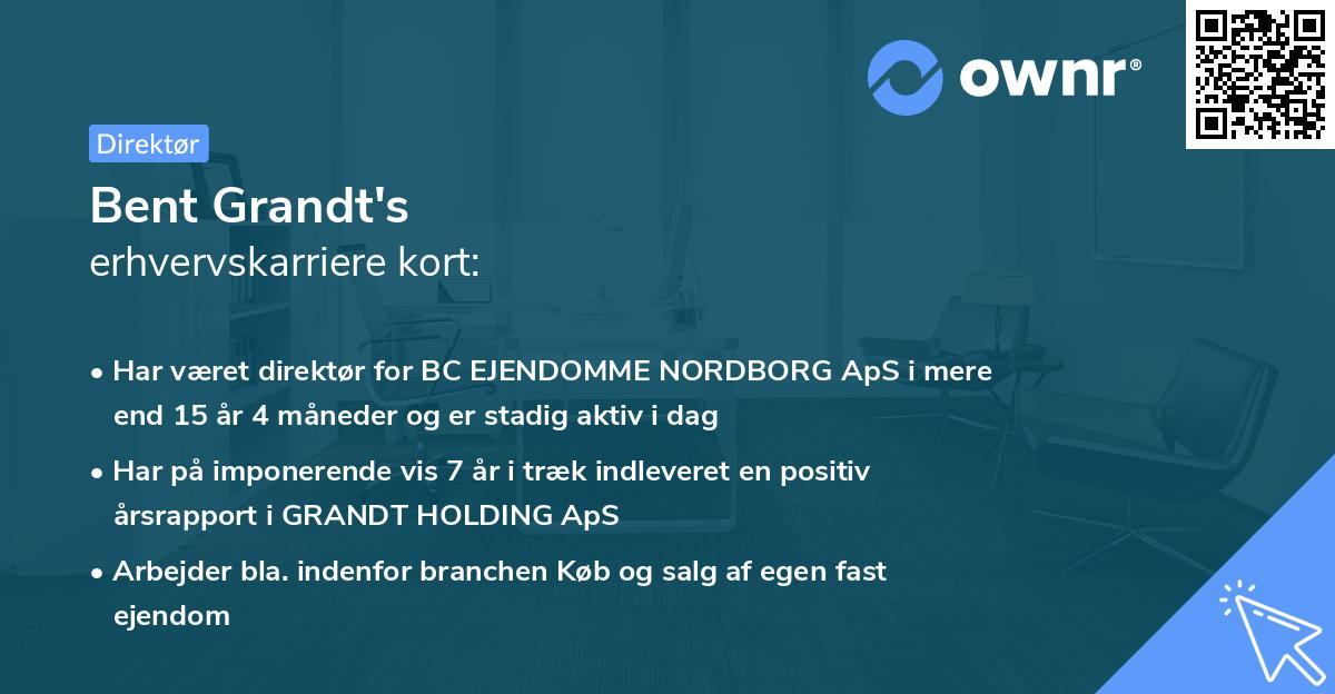 Bent Grandt's erhvervskarriere kort
