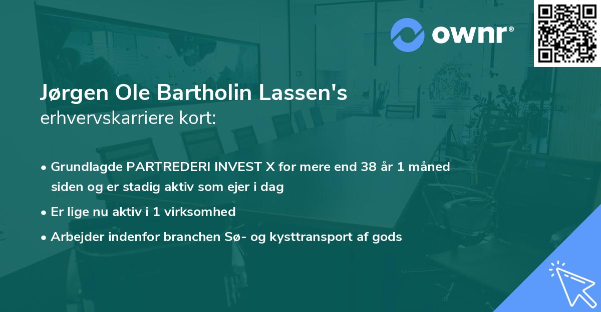 Jørgen Ole Bartholin Lassen's erhvervskarriere kort