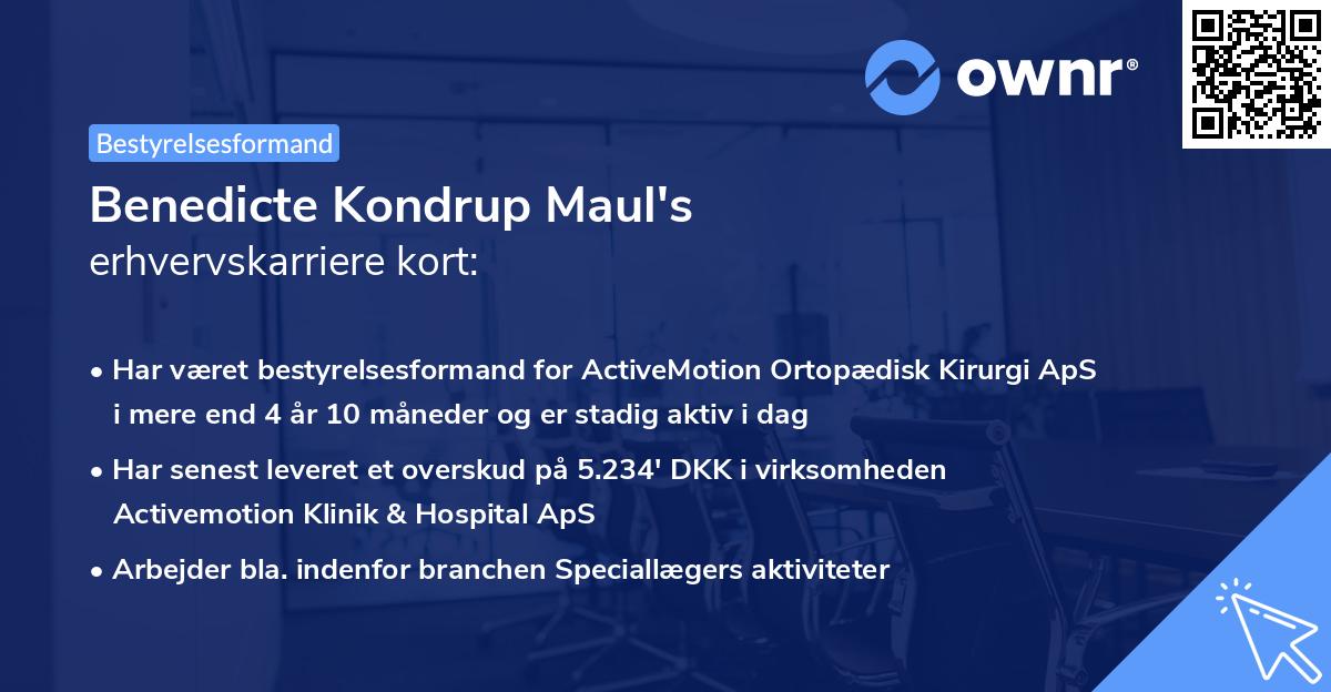 Benedicte Kondrup Maul's erhvervskarriere kort
