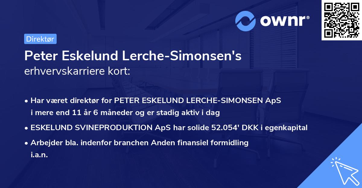 Peter Eskelund Lerche-Simonsen's erhvervskarriere kort