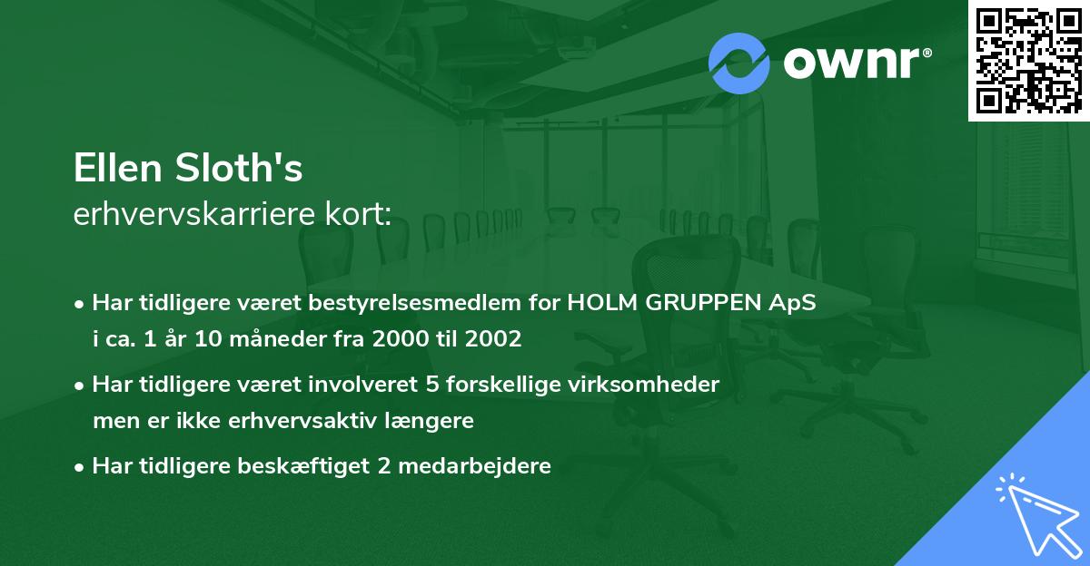 Ellen Sloth's erhvervskarriere kort