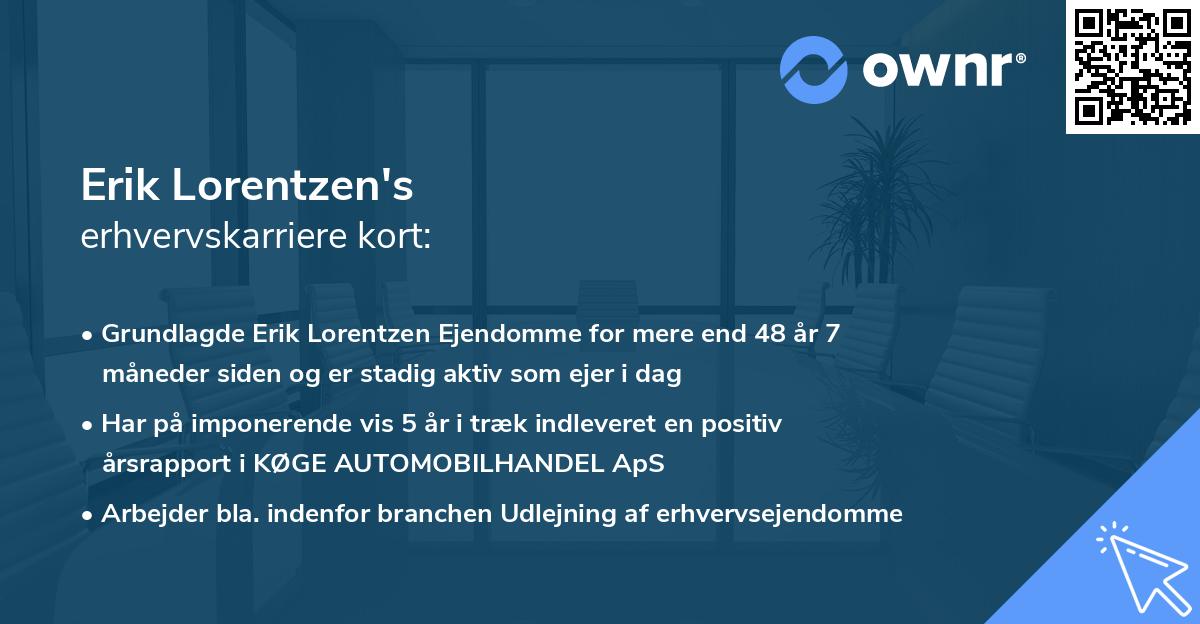 Erik Lorentzen's erhvervskarriere kort