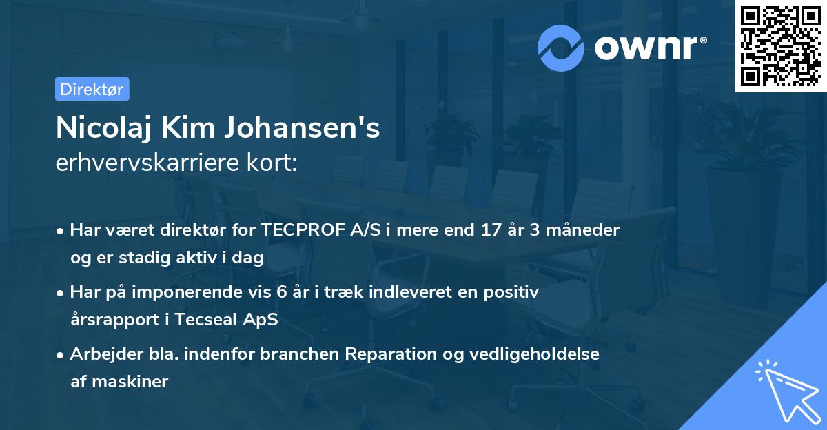 Nicolaj Kim Johansen's erhvervskarriere kort