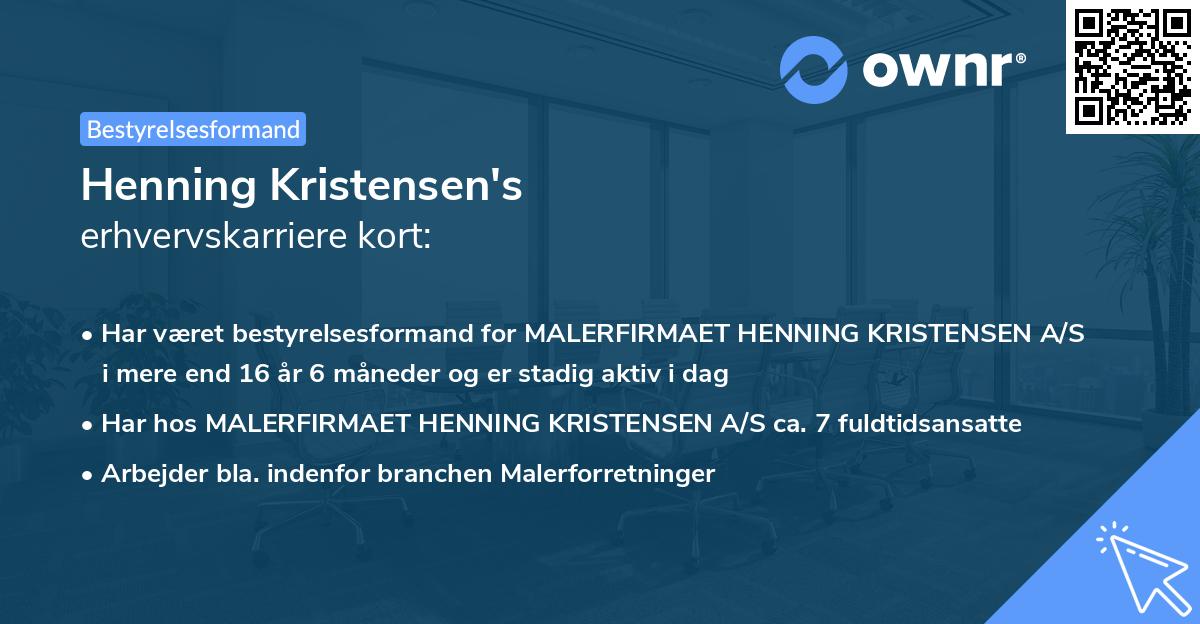 Henning Kristensen's erhvervskarriere kort