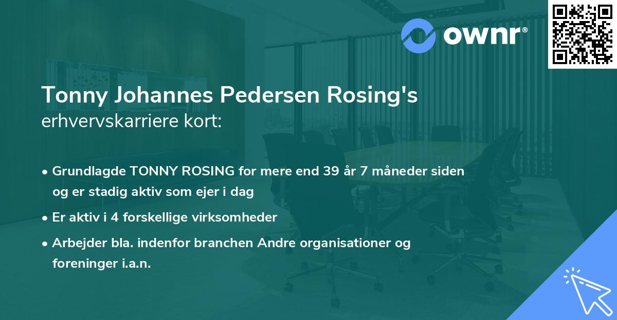 Tonny Johannes Pedersen Rosing's erhvervskarriere kort