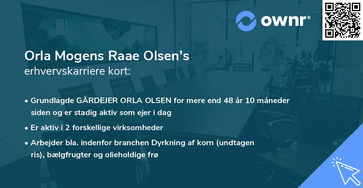 Orla Mogens Raae Olsen's erhvervskarriere kort