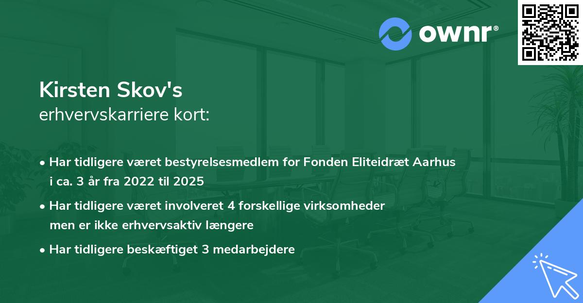 Kirsten Skov's erhvervskarriere kort