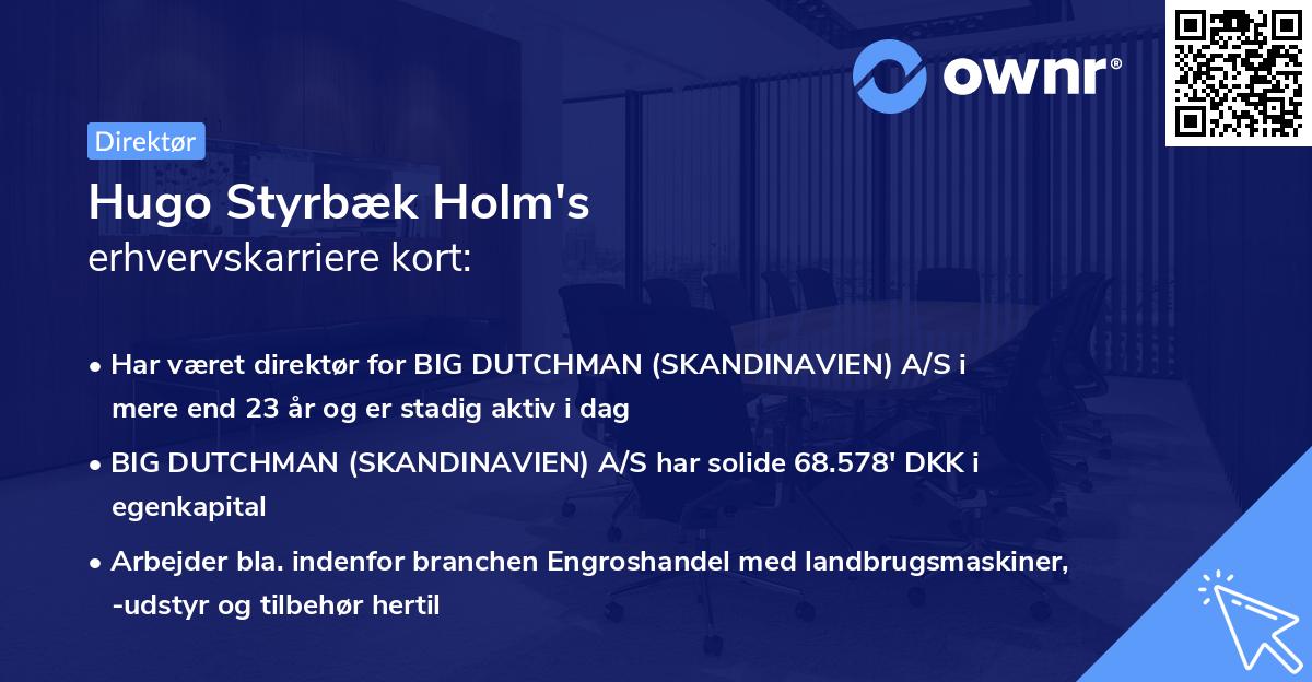 Hugo Styrbæk Holm's erhvervskarriere kort