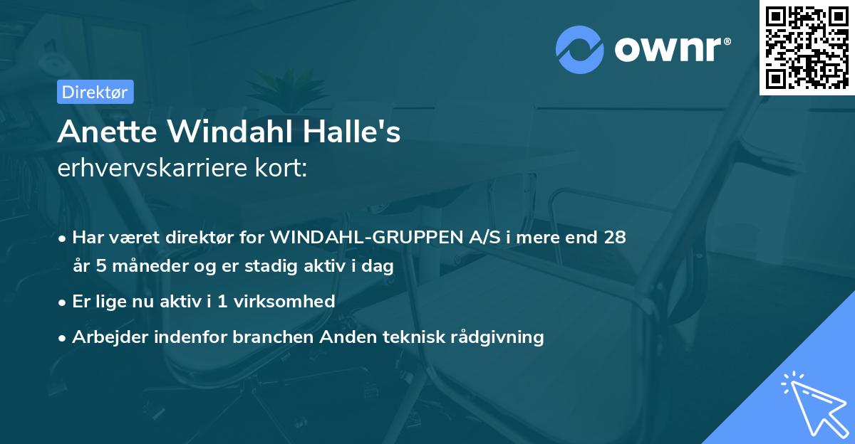 Anette Windahl Halle's erhvervskarriere kort