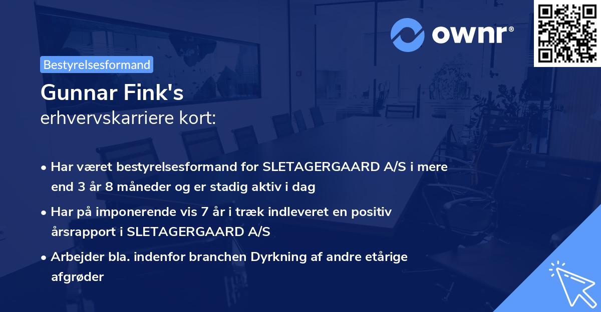 Gunnar Fink's erhvervskarriere kort