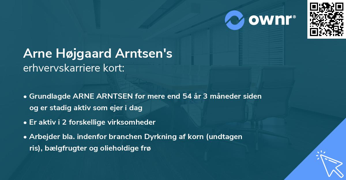 Arne Højgaard Arntsen's erhvervskarriere kort