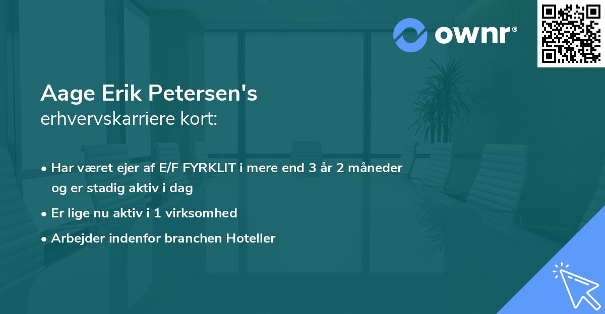 Aage Erik Petersen's erhvervskarriere kort