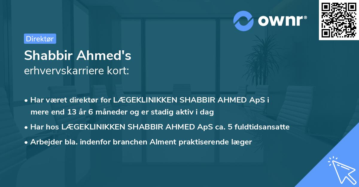 Shabbir Ahmed's erhvervskarriere kort