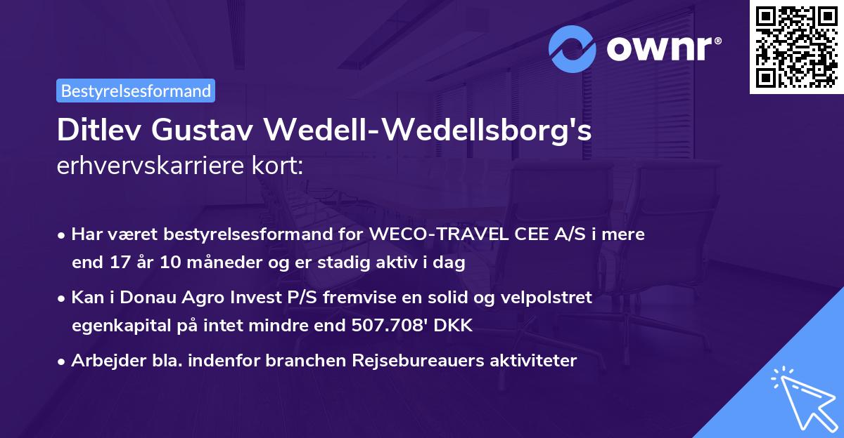 Ditlev Gustav Wedell-Wedellsborg's erhvervskarriere kort