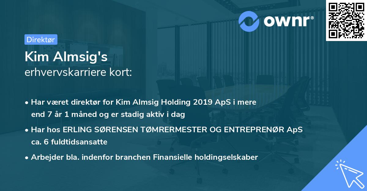 Kim Almsig's erhvervskarriere kort