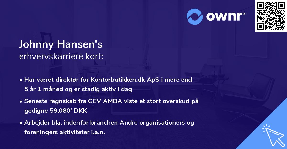 Johnny Hansen's erhvervskarriere kort